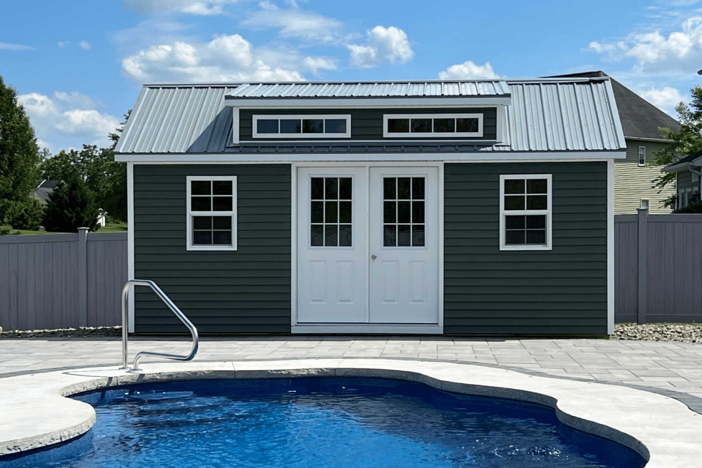 10x20 chalet shed near pool in fairport ny