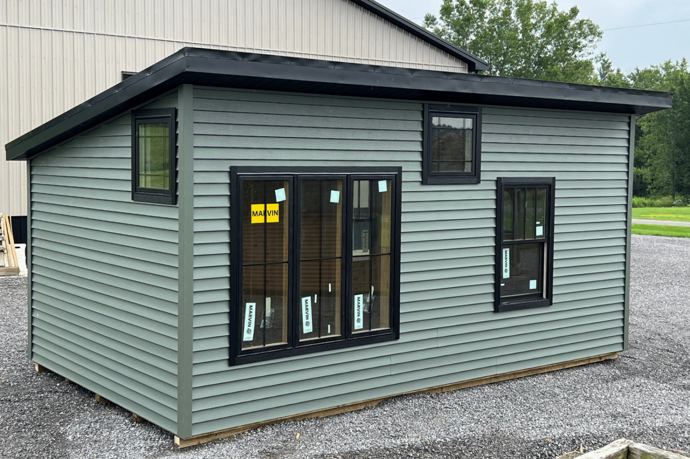 12x20 front of modern shed in castile ny