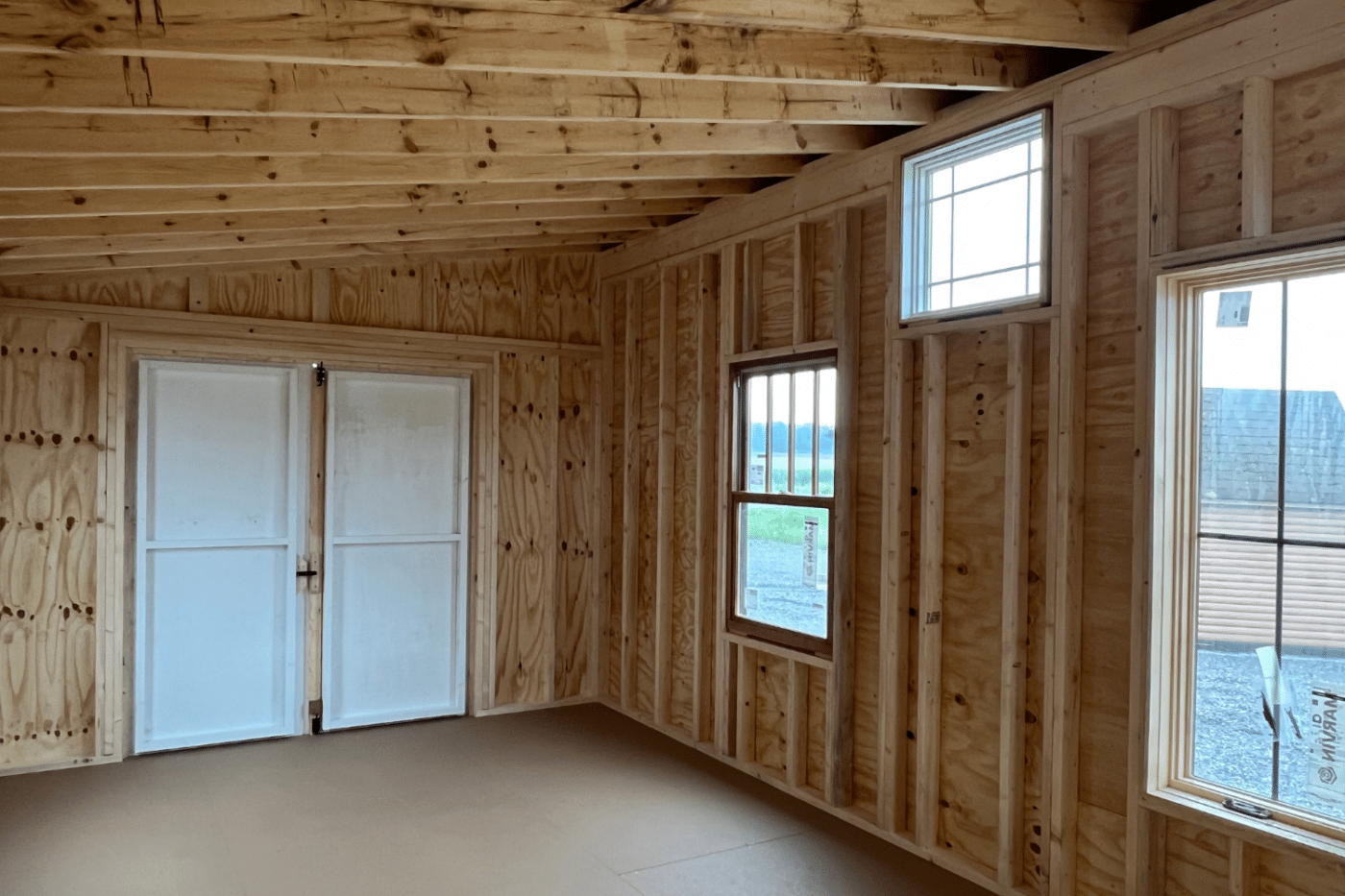 12x20 interior of modern shed in castile ny