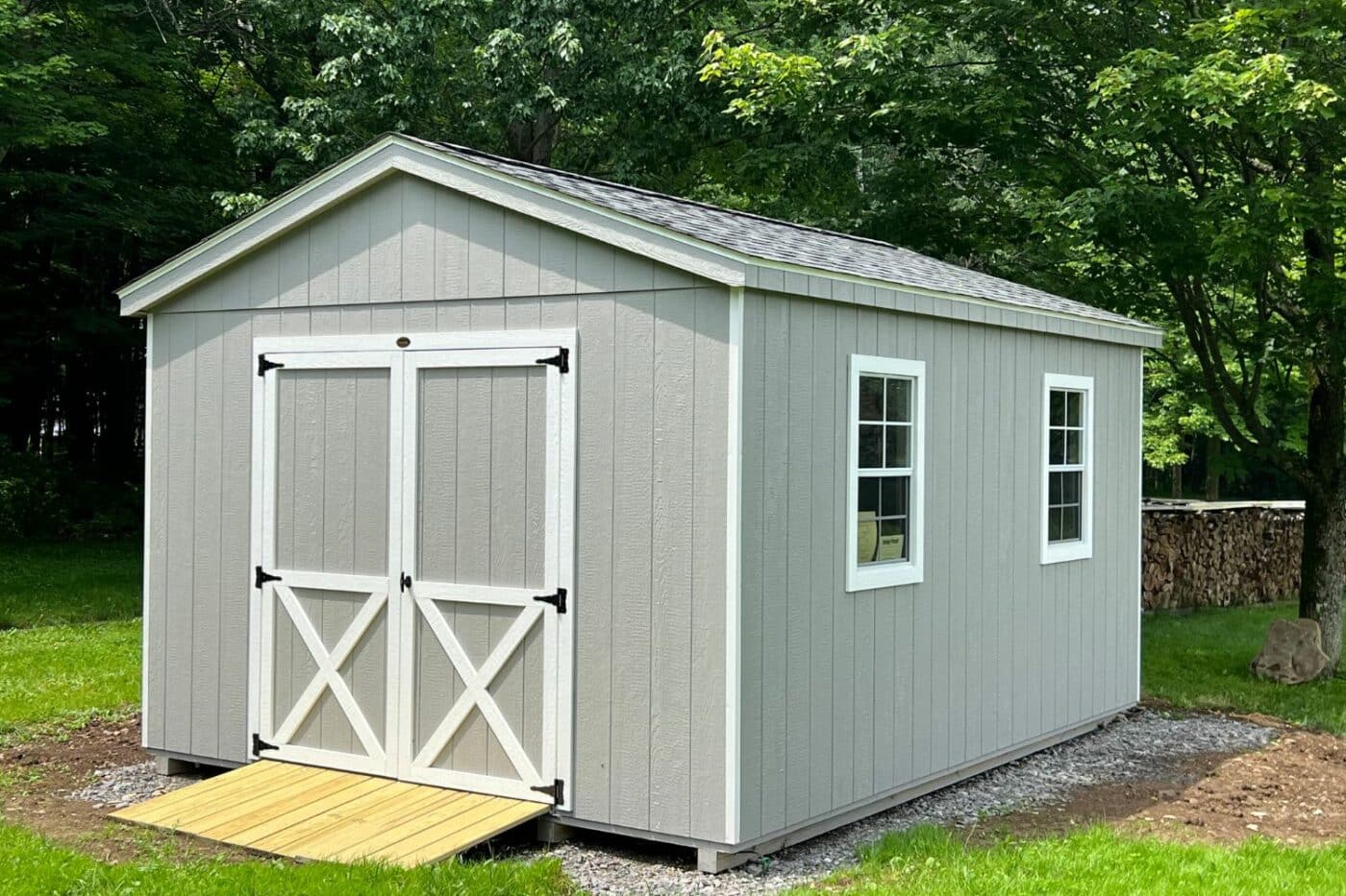 Gray and White 12x16 Cottage Shed in Warsaw NY
