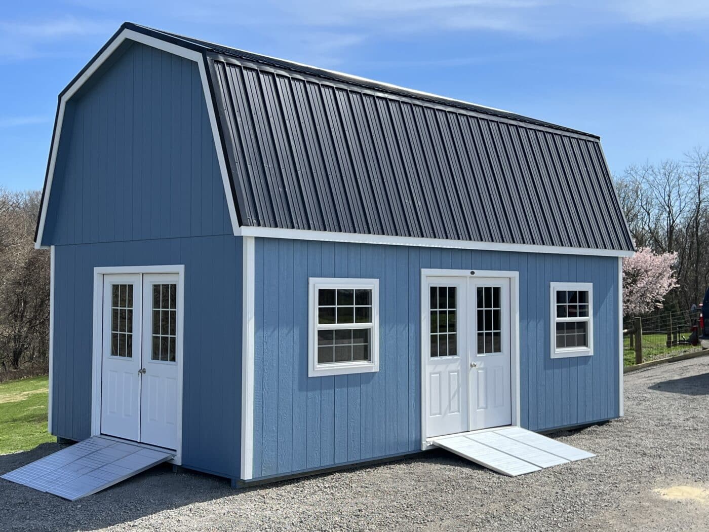 blue 14x24 two story barn in stafford ny