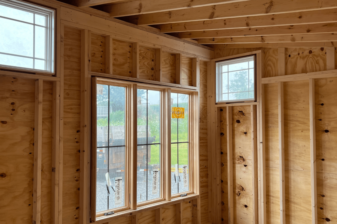 interior of 12x20 modern shed in castile ny